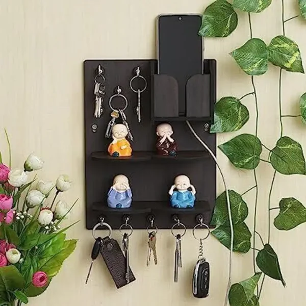 black wooden key holder