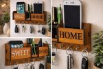 Sweet Home Key Holder for Wall with Mobile Stand Wooden Wall Organizer - Image 4