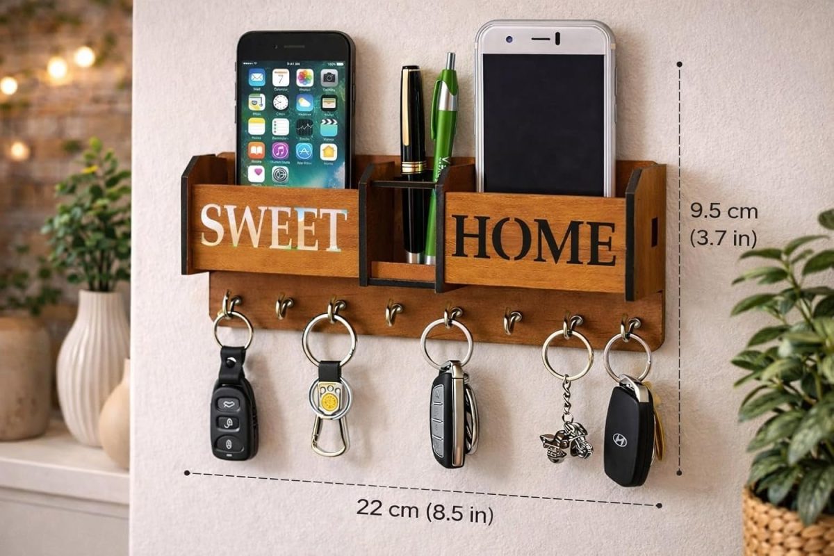 sweet home wooden key holder