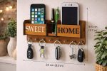 sweet home wooden key holder