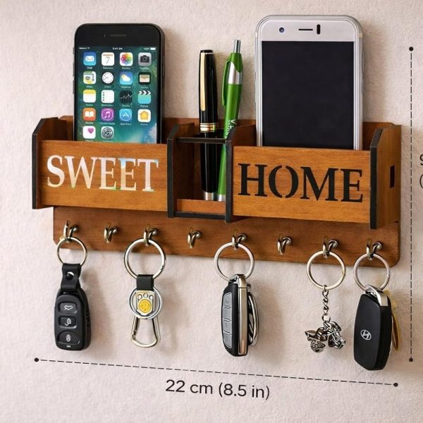 sweet home wooden key holder