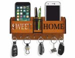 Sweet Home Key Holder for Wall with Mobile Stand Wooden Wall Organizer - Image 3
