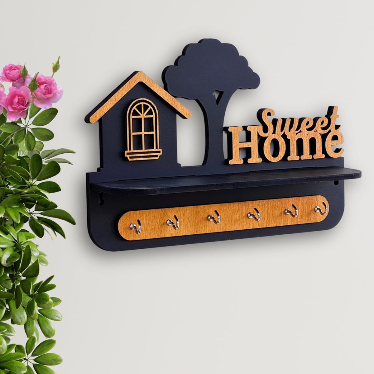 yellow sweet wooden key holder