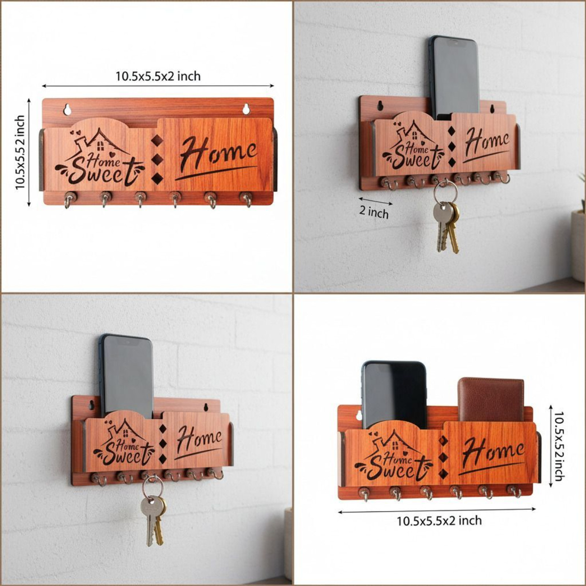 home sweet home wooden key holder