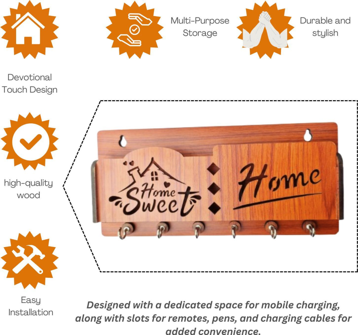 home sweet home wooden key holder