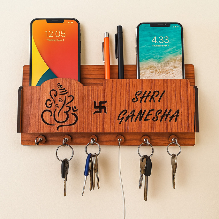 shree ganesh wooden key holder